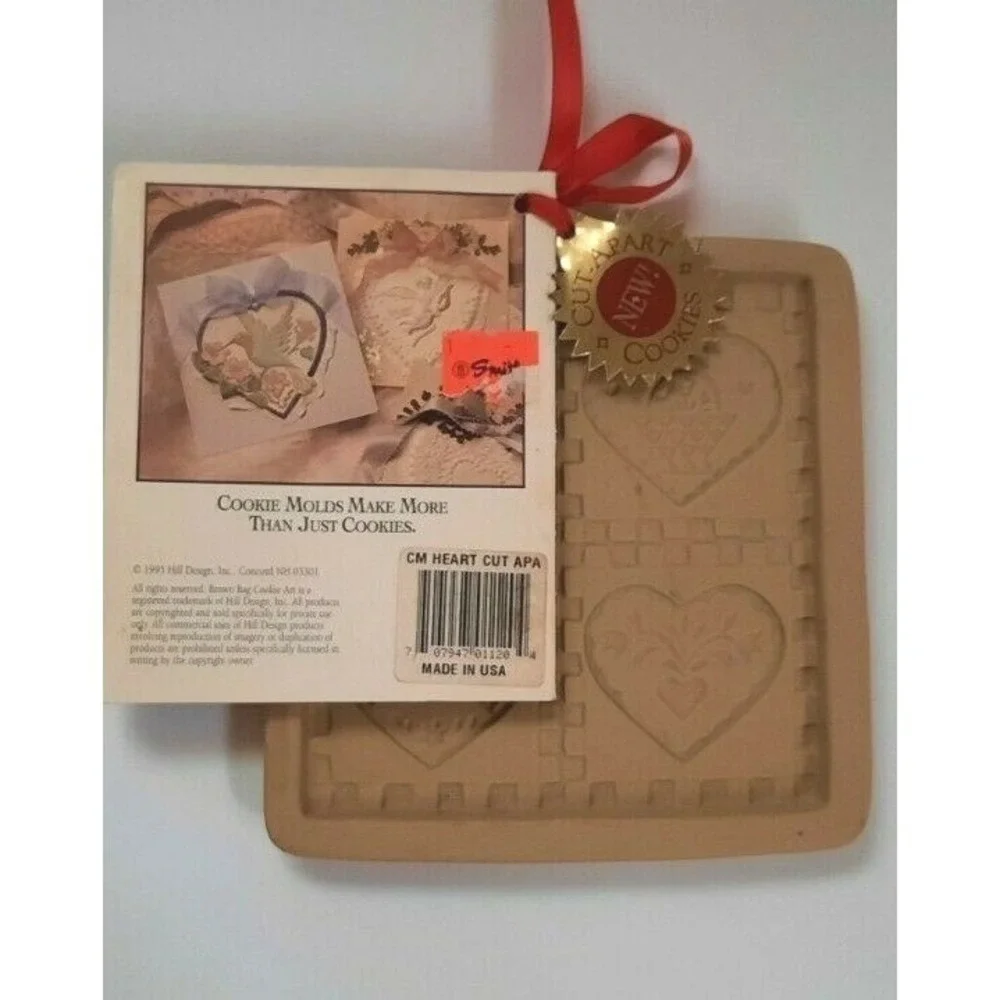 Vintage Brown Bag Cookie Art & Pampered Chef Stoneware Heart Cookie Mold Set